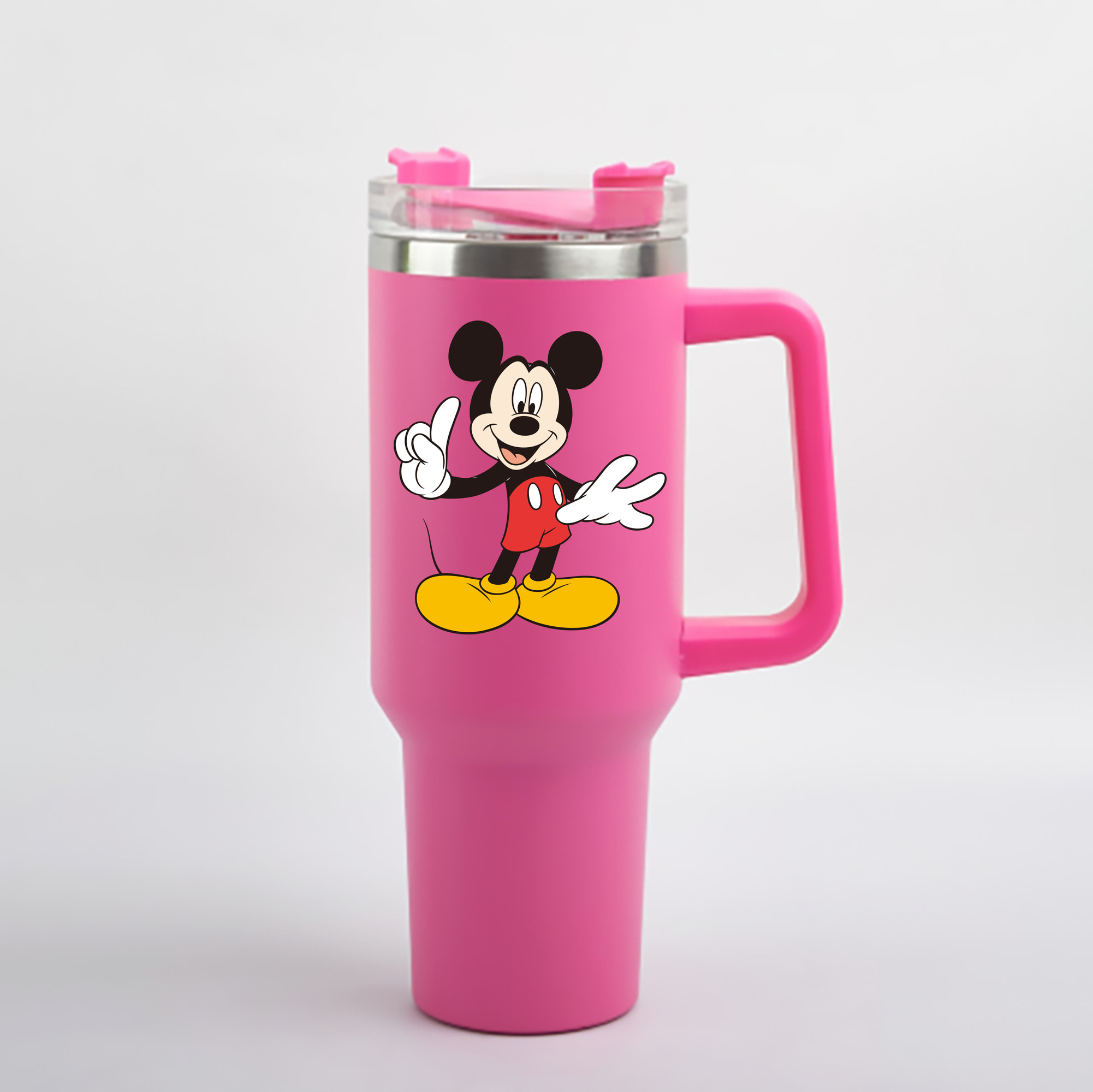 （画像用） ミッキーマウス Mickey Mouse 1200mL車用タンブラー - クリスタルステッカー（プラスチックストロー付き）